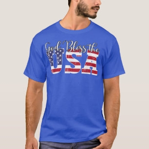 Camiseta Deus abençoe Os EUA Bandeira Patriótica 4 de julho