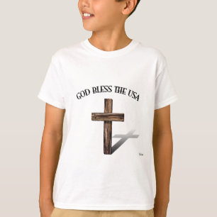 Camiseta DEUS ABENÇOE OS EUA com cruz robusta