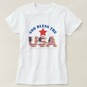 Camiseta Deus abençoe Patriótico EUA / Feriado de 4 de julh