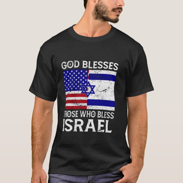 Camiseta Deus abençoe Quem Abençoa Israel E Os Estados Unid (Frente)