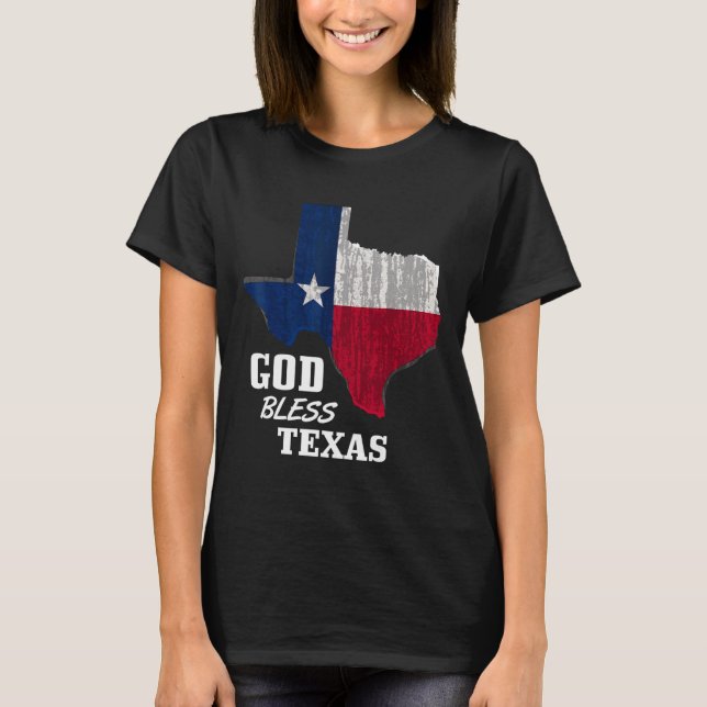 Camiseta Deus abençoe Texas Flag Texas Independence Day Blu (Frente)