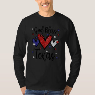 Camiseta Deus abençoe Texas Hearts For Patriotic Women & Fo