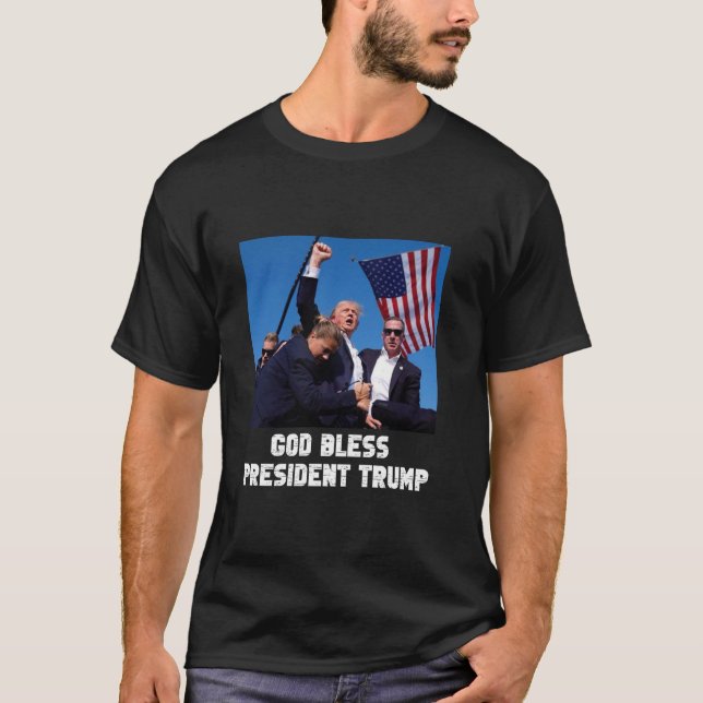 Camiseta Deus abençoe Trump Donald Trump 2024 T Shir (Frente)