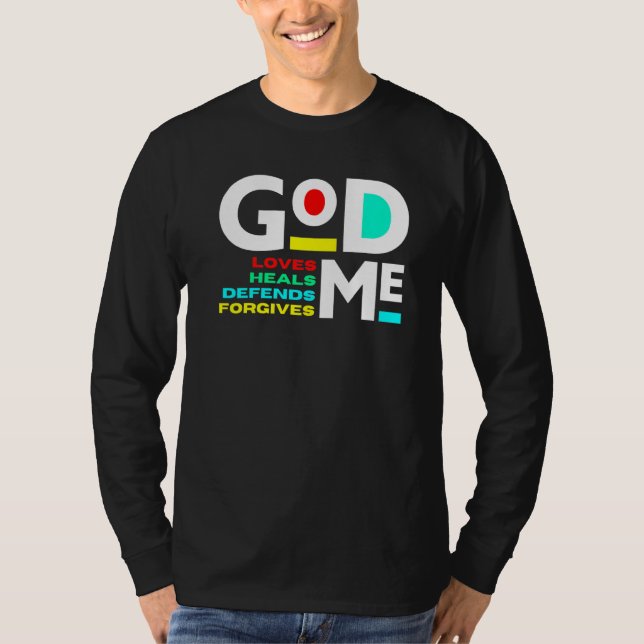 Camiseta Deus Ama Curas Defende Homens Cristãos Perdoados (Frente)