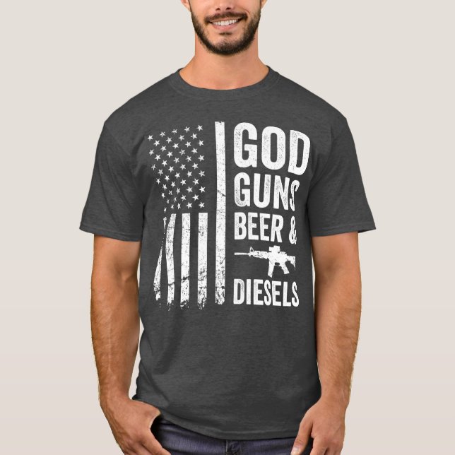Camiseta DEUS ARMAS DE CERVEJA DIESELS Mecânico de caminhão (Frente)