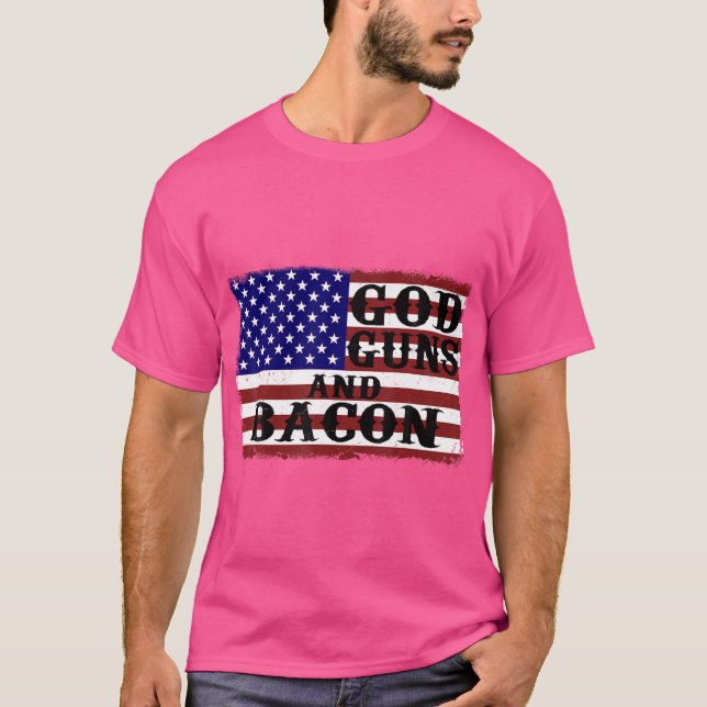 Camiseta Deus Armas E Bacon, Bandeira Americana, Amor De Ca (Frente)