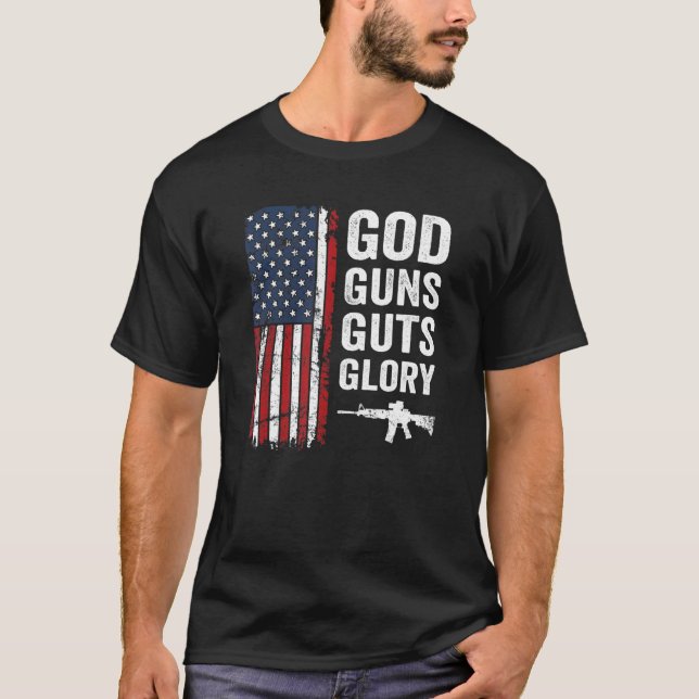 Camiseta Deus Armas Glória Glória Usa Bandeira Patriótica C (Frente)