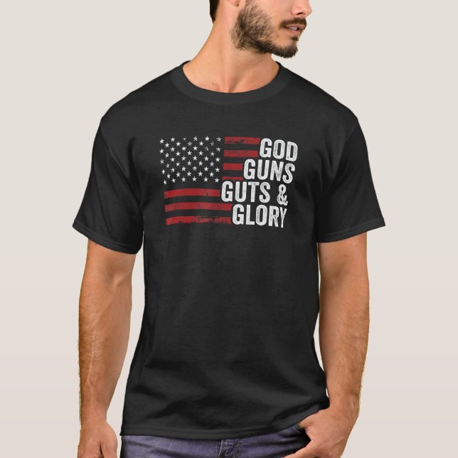 Camiseta Deus Armas Guias e Glória Bandeira Americana Pro G (Frente)