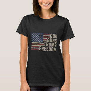 Camiseta Deus Armas Trump Liberdade - Pro Arma Bandeira EUA