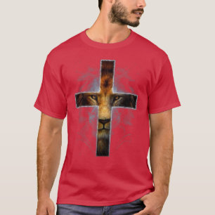 Camiseta Deus Christian Faith Jesus Lion Cross