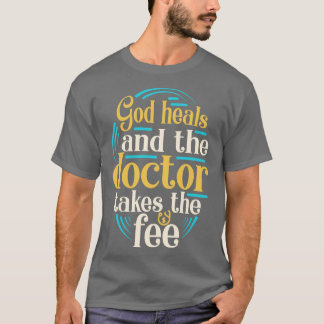 Camiseta Deus Cura Slogan Cristão Engraçado Religião Dizend