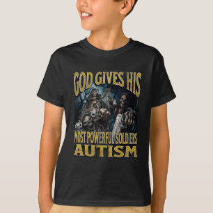 Camiseta Deus Dá A Sua Mais Poderosa Autismo Engraçada Pele