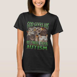 Camiseta Deus Dá A Sua Mais Poderosa Autismo Engraçado Meme