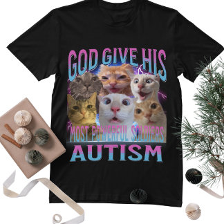 Camiseta Deus Dá A Sua Mais Poderosa Autismo Engraçado Meme