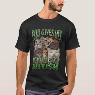 Camiseta Deus Dá A Sua Mais Poderosa Autismo Engraçado Meme
