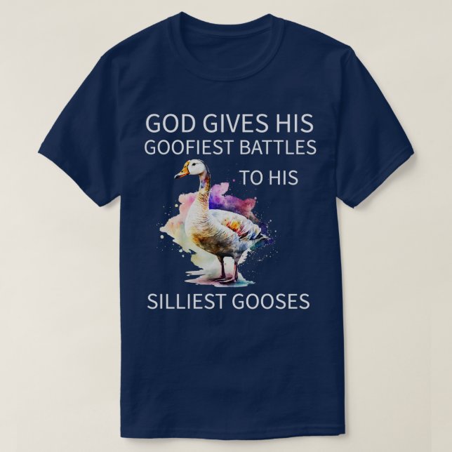Camiseta Deus Dá As Suas Batalhas Mais Goofistas Ao Seu Goo (Frente do Design)