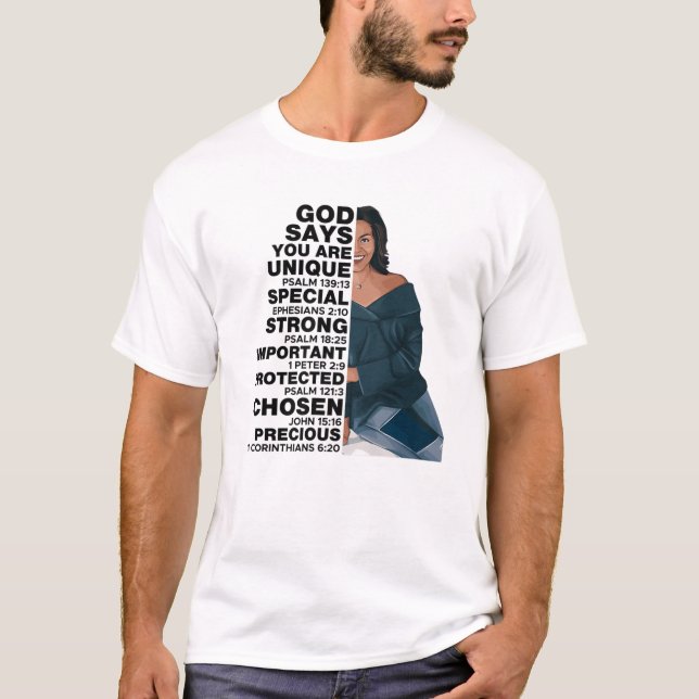 Camiseta Deus Diz Michelle Obama História Mulheres Mês Amor (Frente)