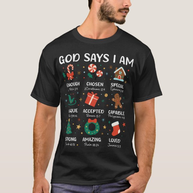 Camiseta Deus Diz Que Eu Sou Bonita Garotos Cristãos Natal (Frente)