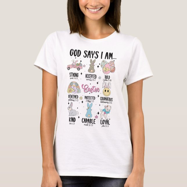 Camiseta Deus Diz Que Eu Sou Dia De Páscoa Engraçado Cristã (Frente)
