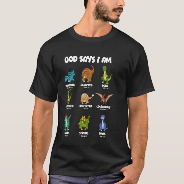 Camiseta Deus Diz Que Eu Sou Dinossauro - Versículo Bíblico (Frente)