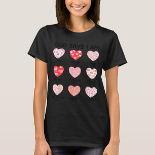 Camiseta Deus Diz Que Eu Sou Fé Cristã Coração Dia dos Namo