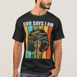Camiseta Deus Diz Que Eu Sou Orgulho de Menina Negra Melani