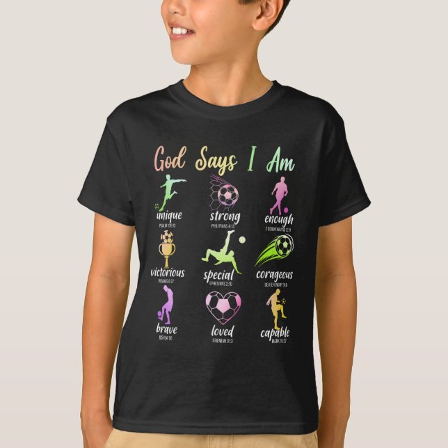 Camiseta Deus Diz Que Eu Sou Versículo Bíblico Cristão Reli (Frente)
