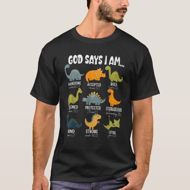 Camiseta Deus Diz Que Sou Bíblia De Dinossauro Verdadeirame (Frente)