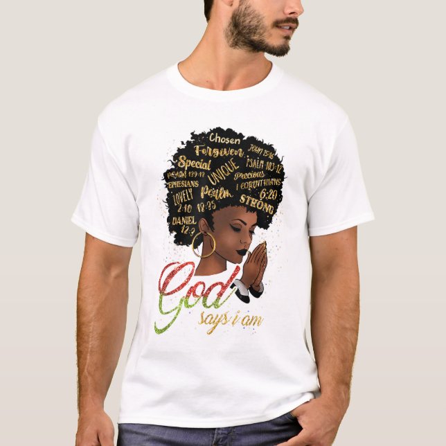 Camiseta Deus Diz Que Sou Melanin Rainha Africana Magic Bla (Frente)