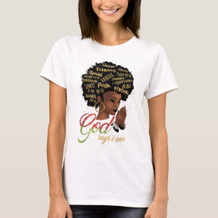 Camiseta Deus Diz Que Sou Melanin Rainha Africana Magic Bla