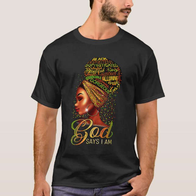 Camiseta Deus Diz Que Sou Orgulho Negro História Afro-Ameri (Frente)