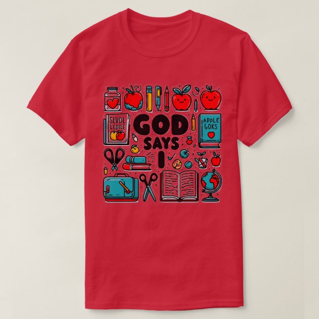 Camiseta Deus diz que sou um Design de Matemática de TEACHE (Frente do Design)