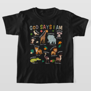Camiseta Deus Diz Que Sou Zoo Animais, Toddler Bíblia Verso