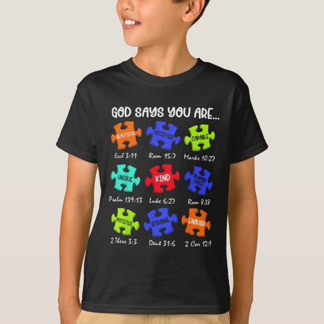 Camiseta Deus Diz Que Você É Autismo Quebra-cabeça De Consc (Frente)