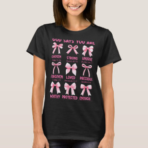Camiseta Deus Diz Que Você É Laço Rosa Coquete Bíblia Crist