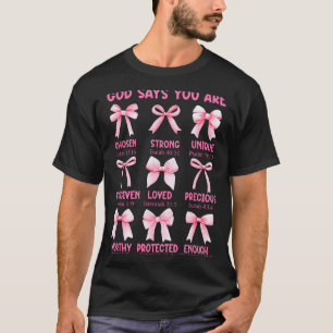 Camiseta Deus Diz Que Você É Laço Rosa Coquete Bíblia Crist