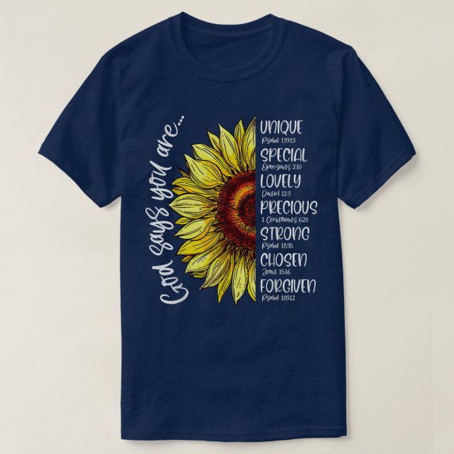 Camiseta Deus Diz Que Você É Verso Da Bíblia Cristã De Gira (Frente do Design)
