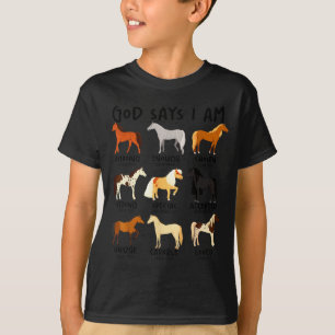 Camiseta Deus diz sou cavalos mulheres cristãs meninas cria