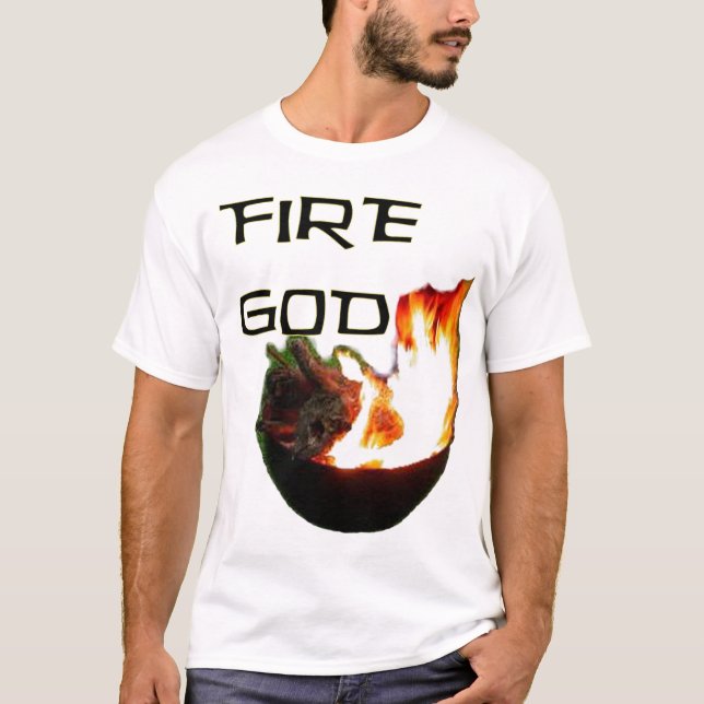 Camiseta Deus do fogo, mestre da grade do CHURRASCO (Frente)