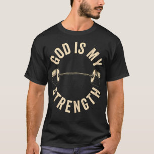Camiseta Deus É A Minha Força, Gym Barbell Malhação Chr
