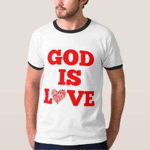 Camiseta Deus É Amor, Bíblia Cote Mens Ringer