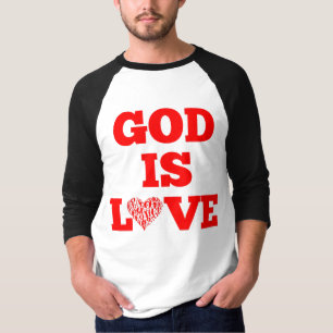 Camiseta Deus é amor Citação Bíblia de Homens 3/4