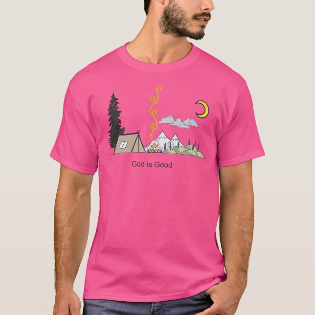 Camiseta Deus é bom acampar Design gráfico de vida simples (Frente)