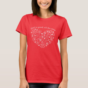 Camiseta Deus é Bom o Tempo Todo - Floral Branco Elegante