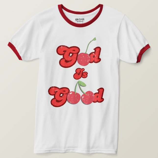 Camiseta Deus é bom retro cherry teunisex (Frente do Design)
