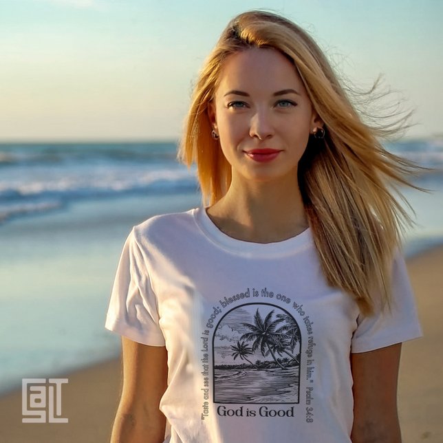 Camiseta Deus é bom Salmo 34 AGORA Cristão Inspiracional (Criador carregado)