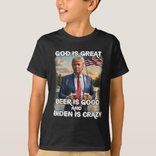 Camiseta Deus É Cerveja Excelente É Boa E Biden É Louca