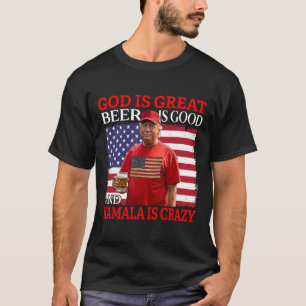 Camiseta Deus É Cerveja Excelente É Boa E Kamala É Louca