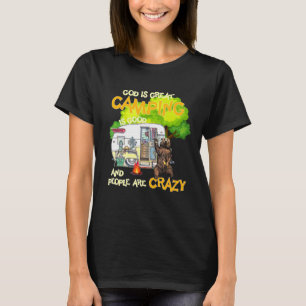 Camiseta Deus É Excelente Acampamento É Bom E Pessoas É Lou