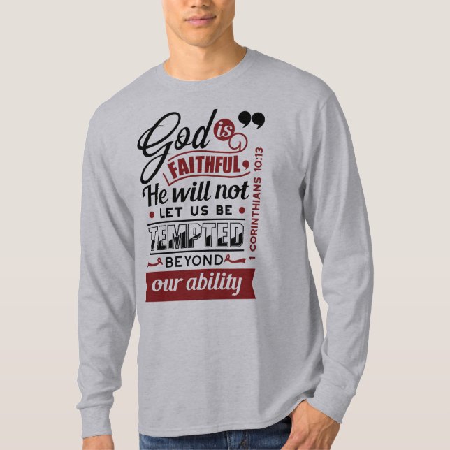 Camiseta Deus É Fiel – 1 Coríntios 10:13 Versículo Bíblico (Frente)